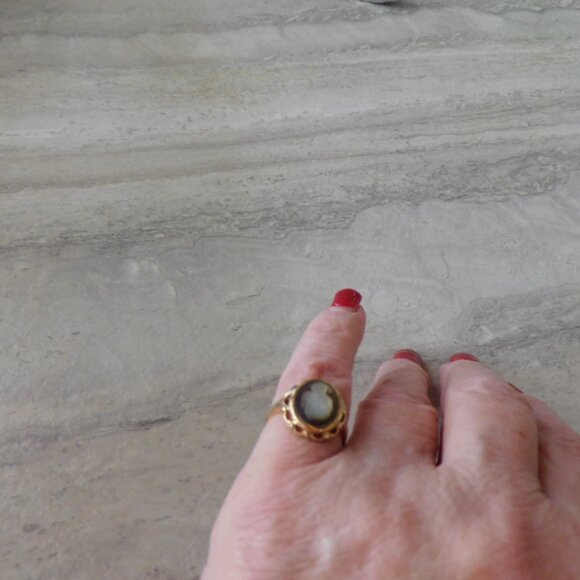 Cameo ring 1950 10K yellow gold SZ 6 - Picture 6 of 7